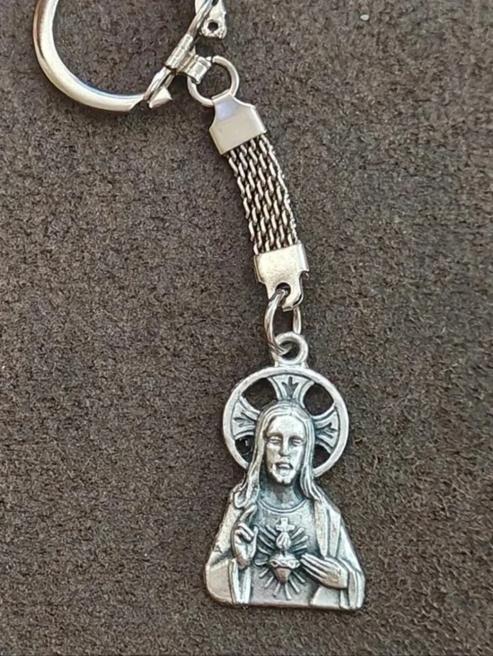 1960s/70s Sacred Heart of Jesus Pewter Keychain
